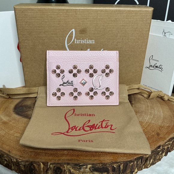 Christian Louboutin Blush Pink Embellished Card Holder - Picture 2 of 8